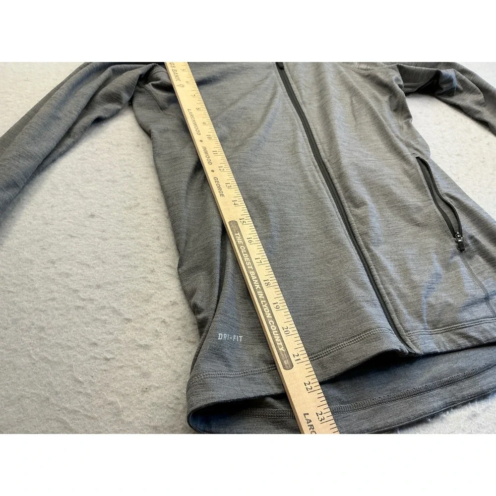 Nike Dri-FIT Jacket Gray Space Dye Full Zip Thumbhole Pockets Size L Athletic